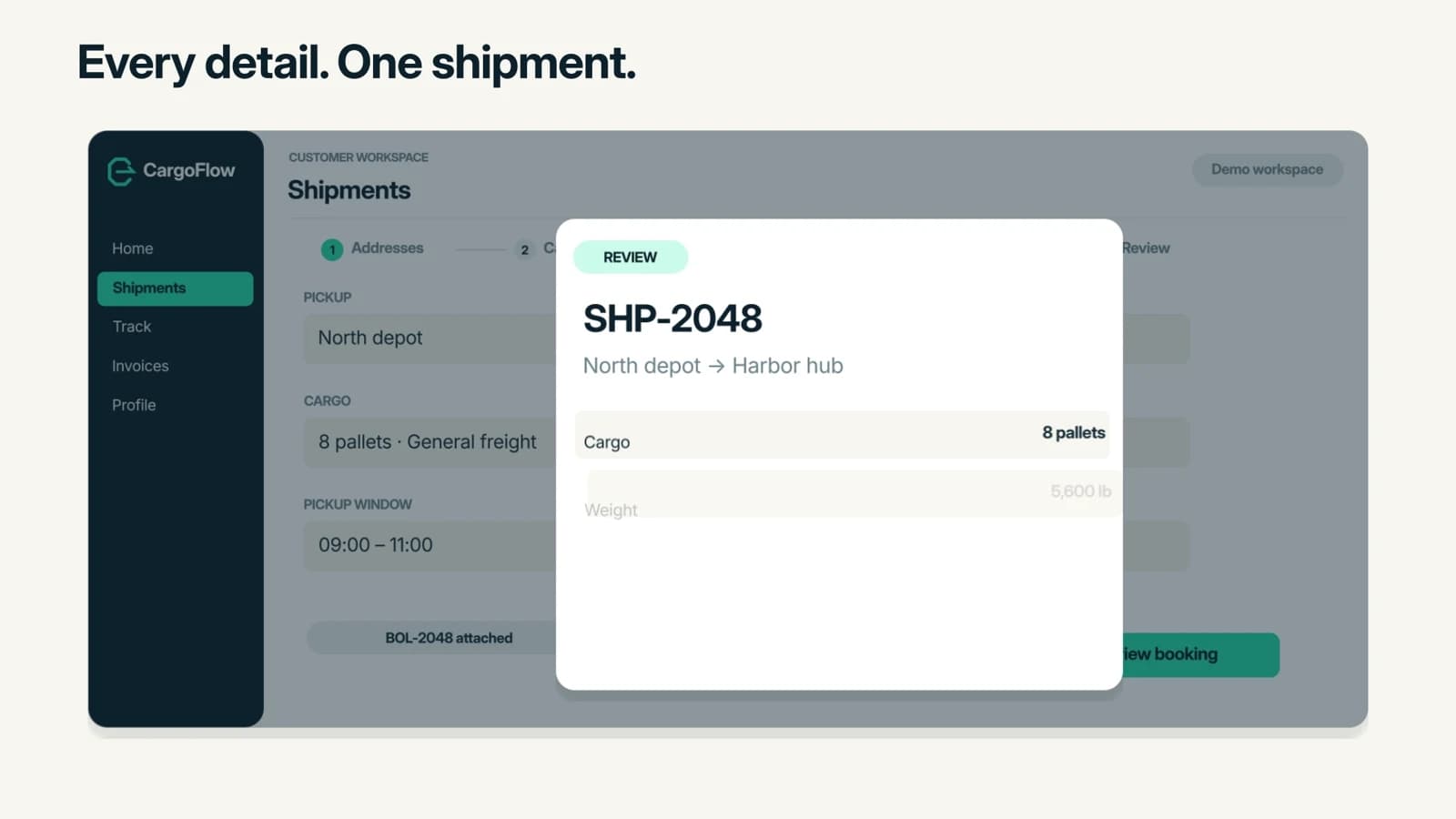CargoFlow: Create the shipment