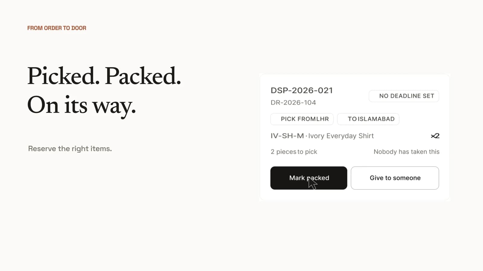 Dressy: Fulfil the order