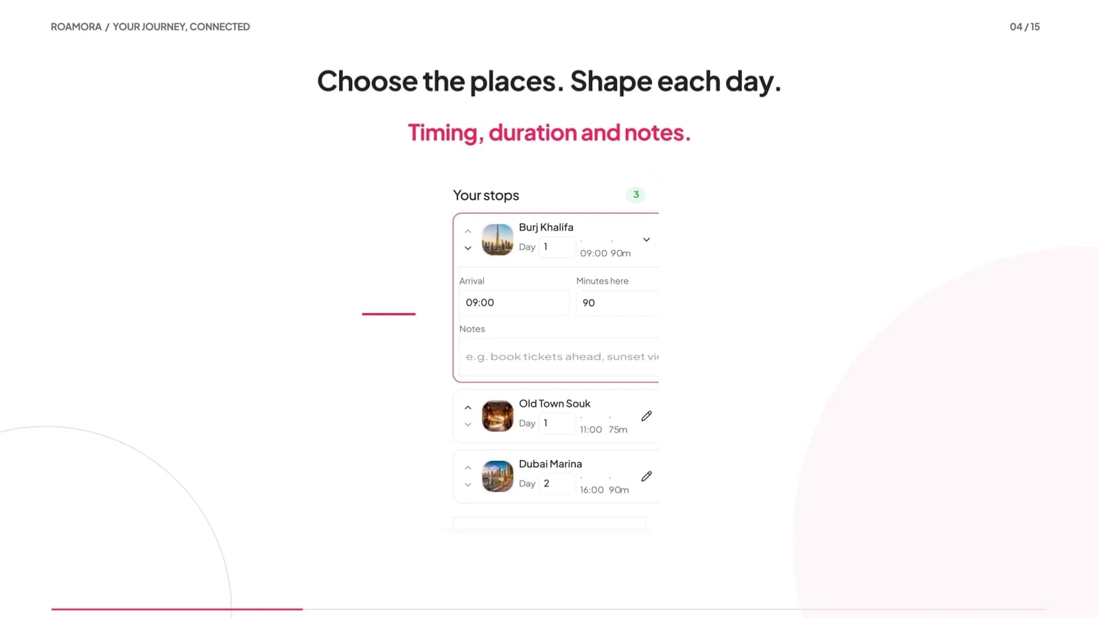 Roamora: Shape the itinerary