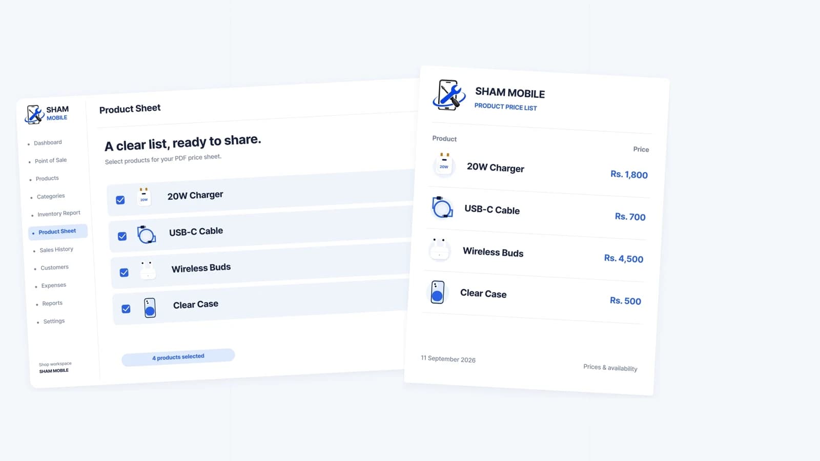 Small Shop CRM: Share the catalogue